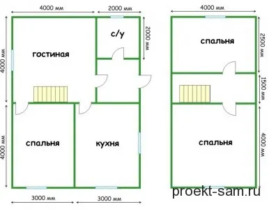 планировка дома с мансардой 10x10